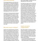 Texte: "Die Rolle der Bauchspeicheldrüse", "Wie wirkt Insulin im Körper?", "Insulin und seine »Gegenspieler«." 

Drei Spalten Text. Oben rechts "Die erste Begegnung mit Diabetes 17". Links bunte Titel in Gelb und Orange.