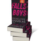 „FALLS BOYS“ von Penelope Douglas, mit Hinweis „SPIEGEL Bestseller-Autorin“. Ein Stapel von Romanen, schwarzes Cover.