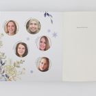 Links sind Bilder mit Namen: Ellie Ellis, Basma Mallak, Teresa Sporrer, Liz Skadi, F. M. Wünnel. Rechts steht "Beneath Winter Stars". Dekoriert mit Blumenmotiven.