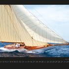 Text unten: "11", "BONA FIDE Argentario Sailing Week". Ein Segelboot auf hoher See, mit großen weißen Segeln und blauer See.