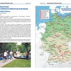 Titel: Radweg-Parade. Altmühltal-Radweg führt durch Bayern. Karte zeigt beliebte Radfernwege in Deutschland. Links: Bild von Radfahrern.