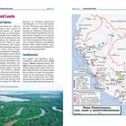 Der Text beschreibt geographische und kulturelle Fakten über Peru und zeigt eine Karte mit Verkehrsverbindungen und Touristeninformationen.