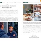 "Musterlayout" oben rechts. Links: Text über XO Seafoodbar-Fabio Haebel. Rechts: Essen auf Tellern. Unten: Restaurantadresse.