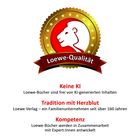 Keine KI. Tradition mit Herzblut. Kompetenz. Emblem eines Löwen und ein rotes Banner mit „Loewe-Qualität“.