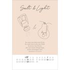 "Salt & Light" und Bibelzitat aus Matthäus 5:13-14. Illustration von Salzstreuer und Glühbirne, darunter Kalender für November.