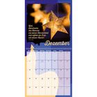 "Dezember. Gott, überstrahle den Himmel mit deiner Herrlichkeit... Psalm 108,6." Kalender mit goldenen Sternen.