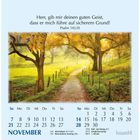 "Herr, gib mir deinen guten Geist, dass er mich führe auf sicherem Grund! Psalm 143,10." Kalender November, Herbstweg.