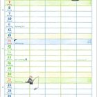 Kalenderblatt für November; Wochentage in Grün und Blau mit Feiertagen, illustriert mit Figuren wie Schwein, Dackel und Krokodil.