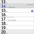 Kalenderblatt für den November mit Feiertagen wie Allerheiligen, Martinstag und Totensonntag. Fettgedrucktes November unten.