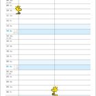 November-Kalender mit Wochentagen. Illustration von Woodstock und Snoopy unten mit einem Comic-Strip.