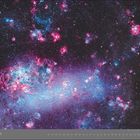 Text: "11 NOVEMBER". Illustration zeigt einen bunten, funkelnden Sternenhimmel mit rosa und blauen Nebeln.