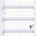 Kalender für November, Feiertage markiert. Illustration: Frau fotografiert Mann und Sekretärin am Schreibtisch.