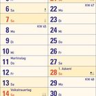 Kalender: November 2027, Feiertage wie Allerheiligen, Buß- und Bettag, Totensonntag, 1. Advent. Enthält Mond- und Sonnenphasen.