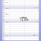 Tabelle für November, Feiertage markiert. 
Illustration: Zwei bunte, kuschelige Katzen. 
Spruch: Der richtige Partner begleitet dich.