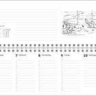 JULI 2027 Kalender. Montag, 5. bis Sonntag, 11., 27. Woche. Illustration: Zwei Eulen, eine mit einem Schmetterlingsnetz.