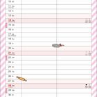 Kalenderblatt für November mit Namenstagen und Feiertagen. Unten Hello Kitty als Bäckerin mit Keksen auf rosa Streifen.