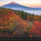 Kalendertext: „11“, „07“, „21“. Herbstlandschaft mit bunten Bäumen und Berg im Hintergrund.