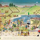 Text: "November", "Maroni", "Park Café". Illustration: Kinder mit Laternen am Teich, herbstliche Landschaft, Gebäude.