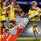 Kalender für November 2026. Vier Fußballspieler von Dortmund in gelben Trikots zeigen Jubel und Action auf dem Spielfeld.