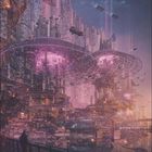 11 01 02 03 04 05 06 07 08 09 10 11 12 13 14 15 16 17 18 19 20 21 22 23 24 25 26 27 28 29 30. 

Futuristische Stadt mit schwebenden Plattformen und Lichtern in violetten Tönen. Urbanes, lebendiges Ambiente.