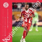 „Vorjahresabbildung“ steht diagonal über einem Foto. Links befindet sich ein Kalender für November. Ein Fußballspieler trägt das FC Bayern Trikot.