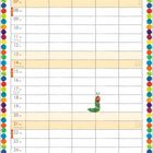 Kalender für November, mit Wochentagen und Feiertagen. Bunte Umrandung, Raupe und Muffin-Illustrationen.