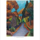 „Gabrielle Münter (1877-1962) ‚Herbstliche Allee‘ 1939.“, Kalenderseite November mit Pfad durch farbenfrohe Landschaft.