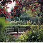 Dezember 12, ein Weihnachtlich geschmückter Garten mit leuchtenden Lichtern und Dekorationen.