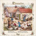 "November. Allerheiligen feucht, wird der Schnee nicht leicht. Baumblüte im November gar - noch nie ein gutes Zeichen war." Eine Dorfidylle mit Menschen, Hühnern und einer Wasserpumpe vor Häusern.