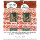 Zwei Vögel in Fenstern reden: „Ist die Welt nicht wunderschön?“ „Bleib objektiv, Schatz!“ Kalender für November 2027.