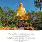 "Warum über etwas bekümmert sein, dem man abhelfen kann? [...] sich zu bekümmern?" - Shantideva. Goldene Buddha-Statue umgeben von Bäumen.