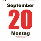 38. Woche, September, 20, Montag, Weltkindertag, *Feiertag in Thüringen. Kalenderblatt mit Datum.