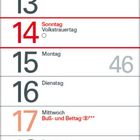 Kalender für November 2027 mit Feiertagen: Allerheiligen am 1., Volkstrauertag am 14., Totensonntag am 21., 1. Advent am 28.