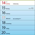 November 2027 Kalender, zeigt Feiertage und Wochen. Farbig kodiert, Notizbereich am Ende.