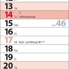 Kalender für November 2027 mit Feiertagen wie Allerheiligen, Volkstrauertag und 1. Advent. Wochen und Wochentage sind markiert.