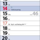 Kalender für November 2027, enthält Feiertage wie Allerheiligen am 1., Volkstrauertag am 14., Totensonntag am 21.