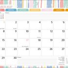 November 2027 Kalender mit bunten Randstreifen, Wochen- und Tagesaufteilung. Platz für Notizen. Wochennummern sind markiert.