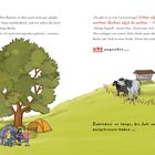 Texte: Dialoge über geschützten Lagerplatz und Gewitterregel. Illustration: Zwei Zelte unter einem Baum, zwei Ponys auf einer Wiese.