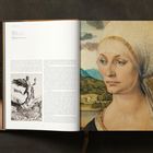 Links: "The Establishment of the Workshop 1494-1505". Rechts: Porträt einer Frau mit roten Haaren.