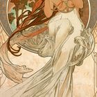 Kalenderblatt mit November-Übersicht. 
Art Nouveau Illustration: Frau in fließendem Gewand, florales Design.