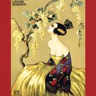 "Ditta Giacomuzzi Venezia, Vermovth, Liqvori, Sciroppi." Illustration einer eleganten Frau mit Weintrauben.