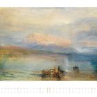 November 14 markiert. Sanfte Wasserlandschaft mit Booten. Im Hintergrund ein sanfter Himmel und Berge, Kalender unten.