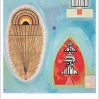 November. Ein Gemälde: links geformte Linien und Kreise, rechts rote Form mit schwarz-weißen Dreiecken.