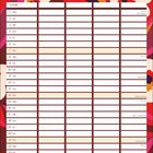 Kalender für November mit Wochentagen und Namenstagen. Hintergrund mit buntem Blumenmuster und kräftigen Farben.