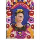 Novemberkalenderblatt mit Zahlen 1-30. Zentrum: Buntes Frida Kahlo-Gemälde mit floralen und dekorativen Mustern.