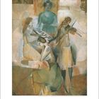 "Ludwig Meidner: Versöhnung 1911-12." Gemälde mit Personen, die ein Musikinstrument spielen, in abstrakten Formen.