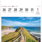 Kalender: Juli/August. Daten: 26-31, 1. Nationalfeiertag CH. Foto: Sango Sands, Durness, Highland. Holzweg entlang Küste.