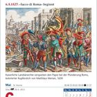 6.5.1527: »Sacco di Roma« beginnt. Kupferstich von Matthäus Merian, 1630. Tageskalenderblatt für Christi Himmelfahrt.