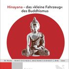 Hinayana - das »kleine Fahrzeug« des Buddhismus. Darstellung einer sitzenden Buddha-Figur vor rotem Kreis.