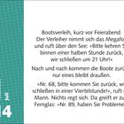 Mittwoch, Juli, 14. Bootsverleih: Nr. 68 soll zurückkommen. Fernrohrblick: Nr. 89 wird angesprochen. Links blaue Seite.